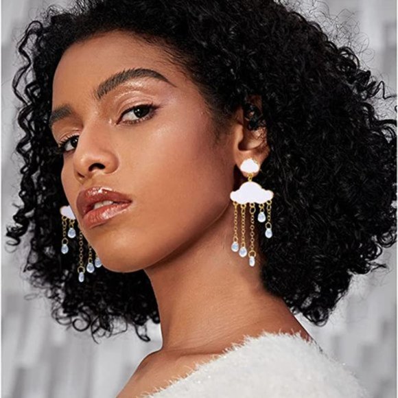 Cloud Drop Gold Earrings - Picture 2 of 7